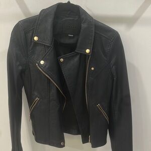 Blank NYC Black and Gold Leather Biker Jacket